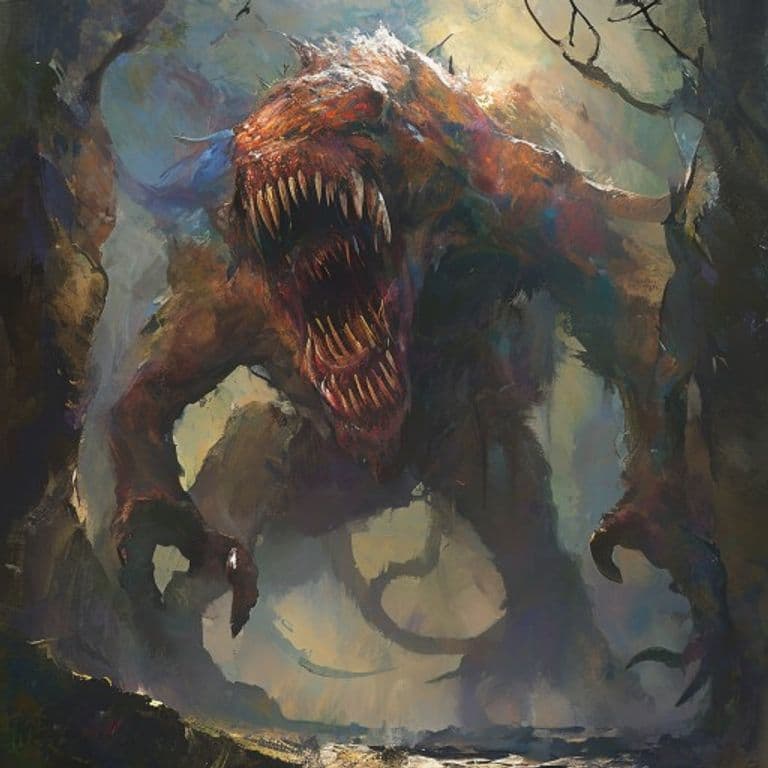 Isonade — fantasy monster illustration. Isonade is a gargantuan monstrosity (Challenge Rating 14).