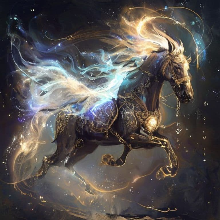 Phantom Steed — fantasy spell effect illustration