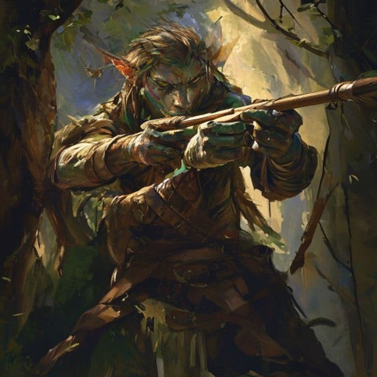 Wood Elf Sharpshooter — fantasy monster illustration. Wood Elf Sharpshooter is a medium humanoid (Challenge Rating 5).