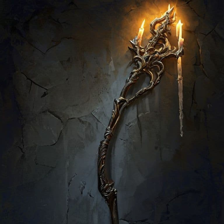Webbed Staff — fantasy item illustration