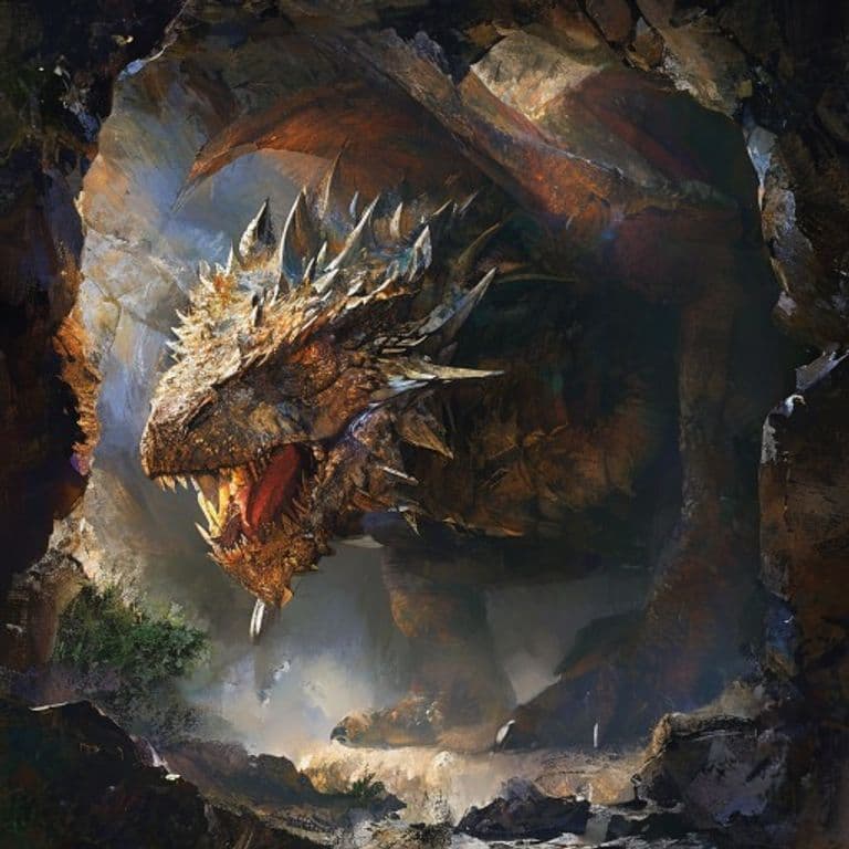 Ancient Cave Dragon — fantasy monster illustration. Ancient Cave Dragon is a gargantuan dragon (Challenge Rating 25).