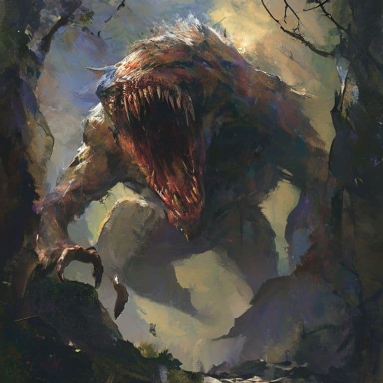 Howler Of The Hill — fantasy monster illustration. Howler Of The Hill is a large aberration (Challenge Rating 14).
