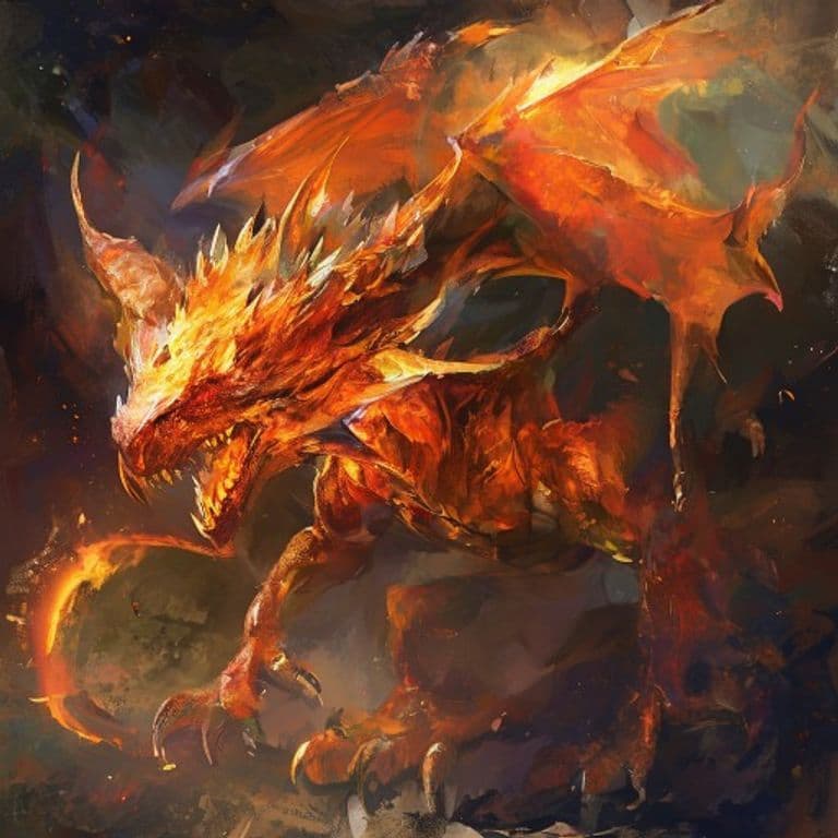 Flame Dragon Wyrmling — fantasy monster illustration