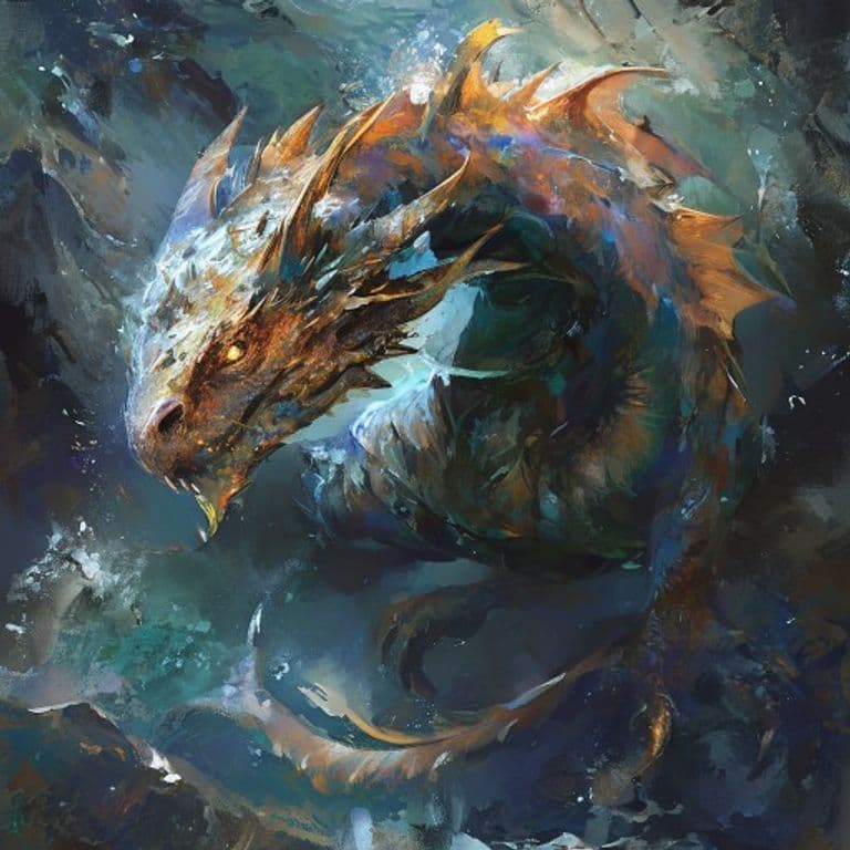 Sea Dragon Wyrmling — fantasy monster illustration