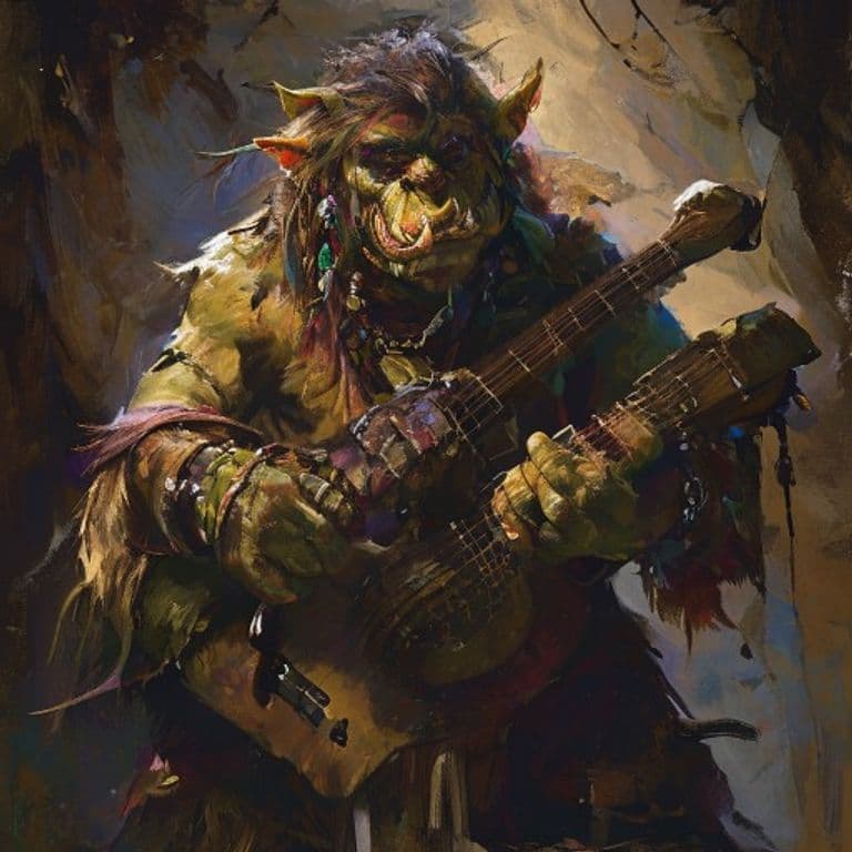 Orcish Wildling Minstrel — fantasy monster illustration