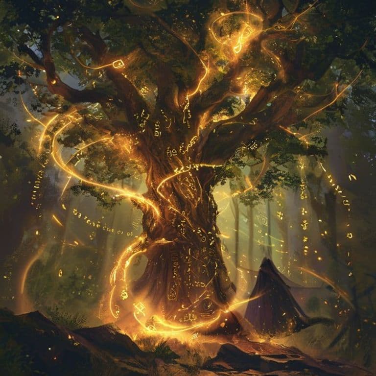 Tree Stride — fantasy spell effect illustration