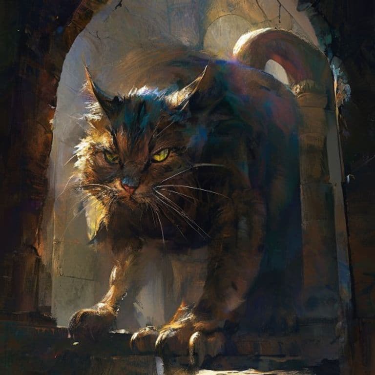 Bastet Temple Cat — fantasy monster illustration