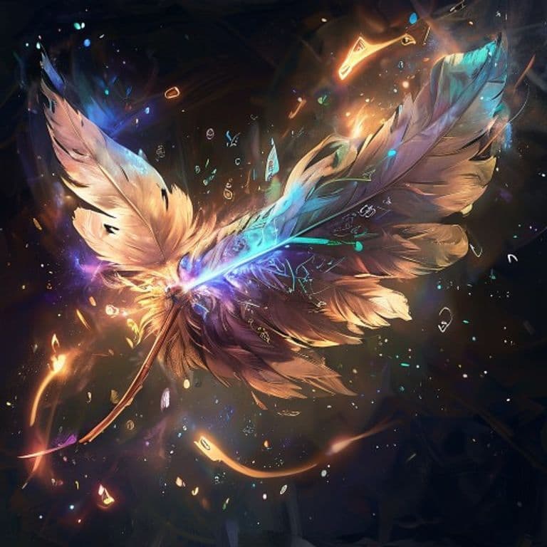 Feather Travel — fantasy spell effect illustration. Feather Travel is a 2nd-level transmutation available to Druid, Wizard.
