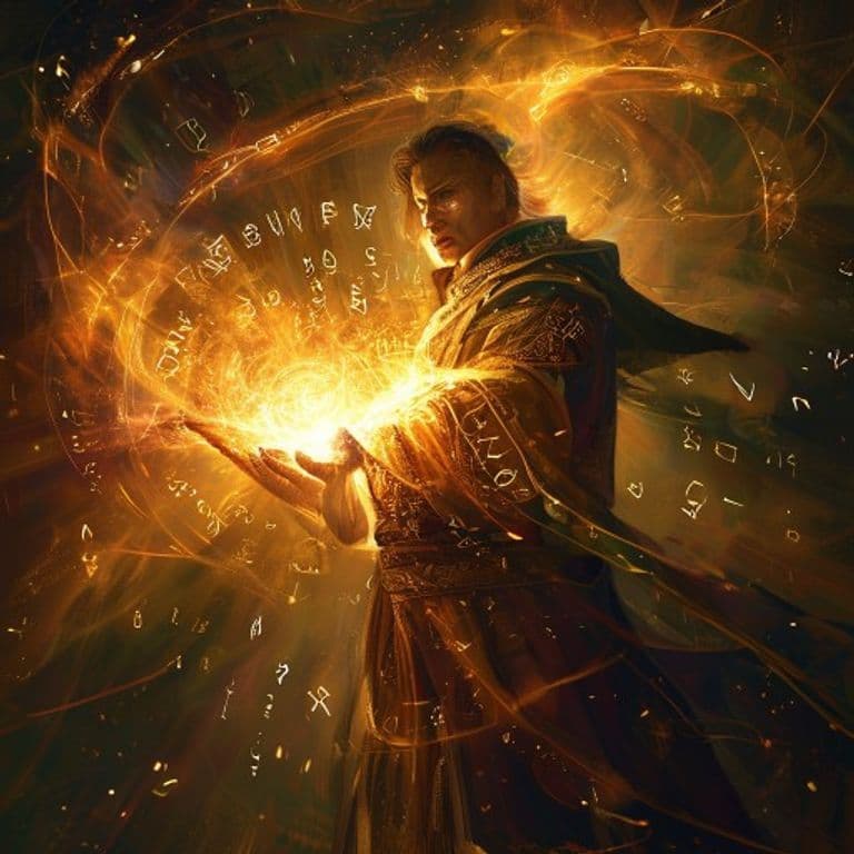 Divine Favor — fantasy spell effect illustration. Divine Favor is a 1st-level evocation available to Herald.