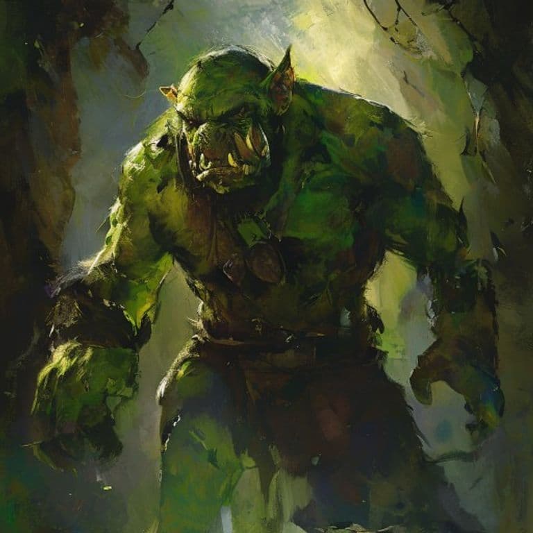 Green Abyss Orc — fantasy monster illustration