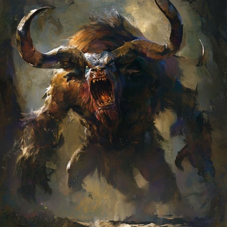 Minotaur, Ravening — fantasy monster illustration