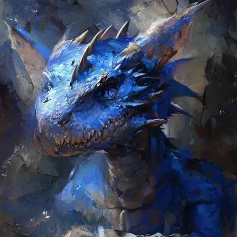 Young Blue Dragon — fantasy monster illustration