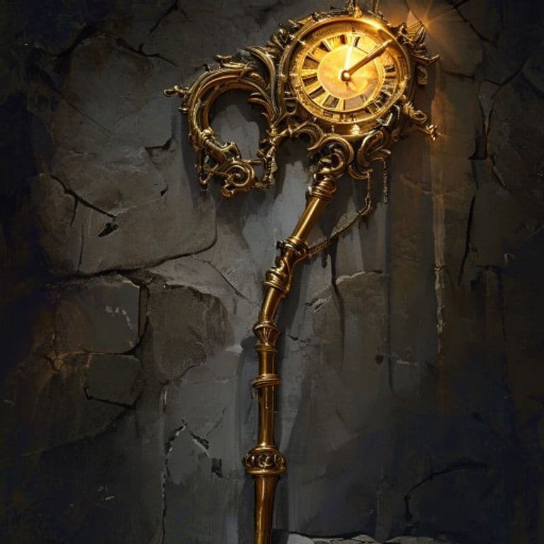 Brass Clockwork Staff — fantasy item illustration. Brass Clockwork Staff is a magic item (staff) of rare rarity.