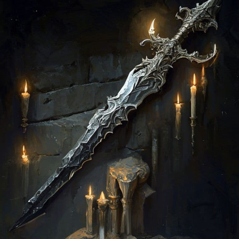 Long Fang of the Moon — fantasy item illustration. Long Fang of the Moon is a magic item (weapon) of legendary rarity.