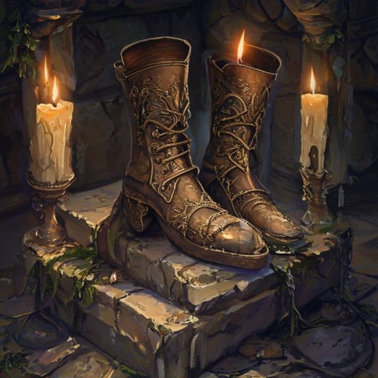 Boots of Solid Footing — fantasy item illustration. Boots of Solid Footing is a magic item (wondrous item) of uncommon rarity.