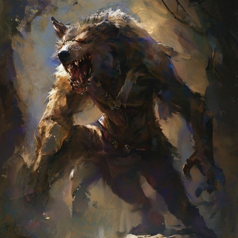 Werehyena — fantasy monster illustration