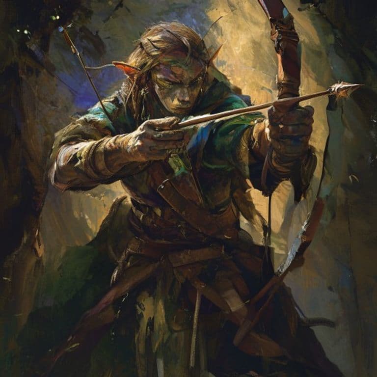 Elvish Veteran Archer — fantasy monster illustration