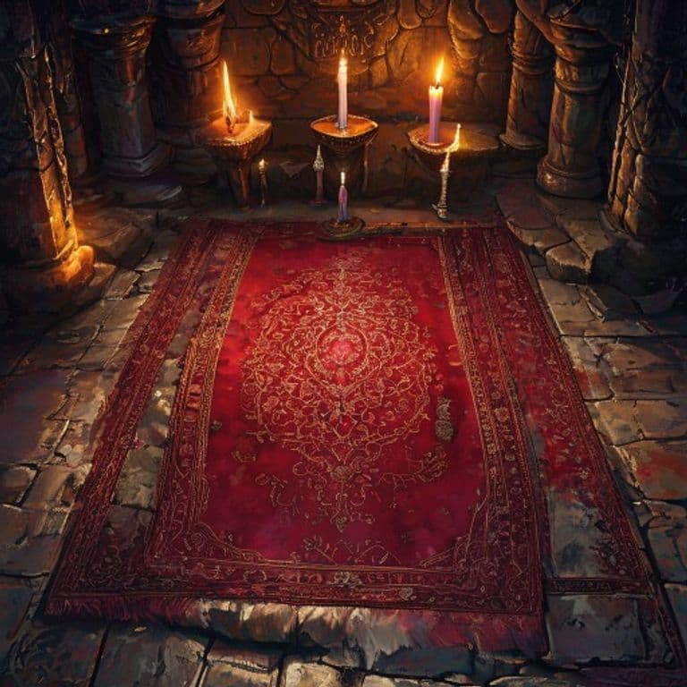 Crimson Carpet — fantasy item illustration. Crimson Carpet is a magic item (wondrous item) of uncommon rarity.