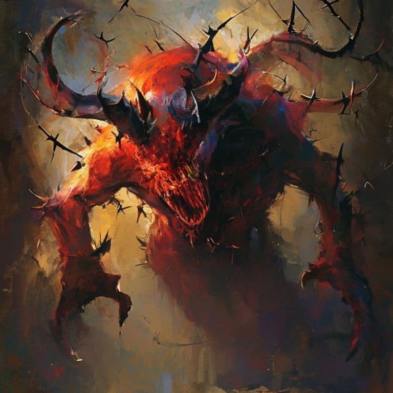 Barbed Devil — fantasy monster illustration. Barbed Devil is a medium fiend (Challenge Rating 5).