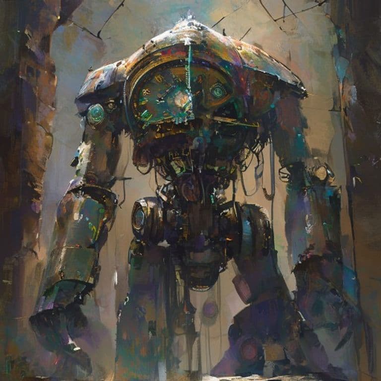 Clockwork Sentinel — fantasy monster illustration