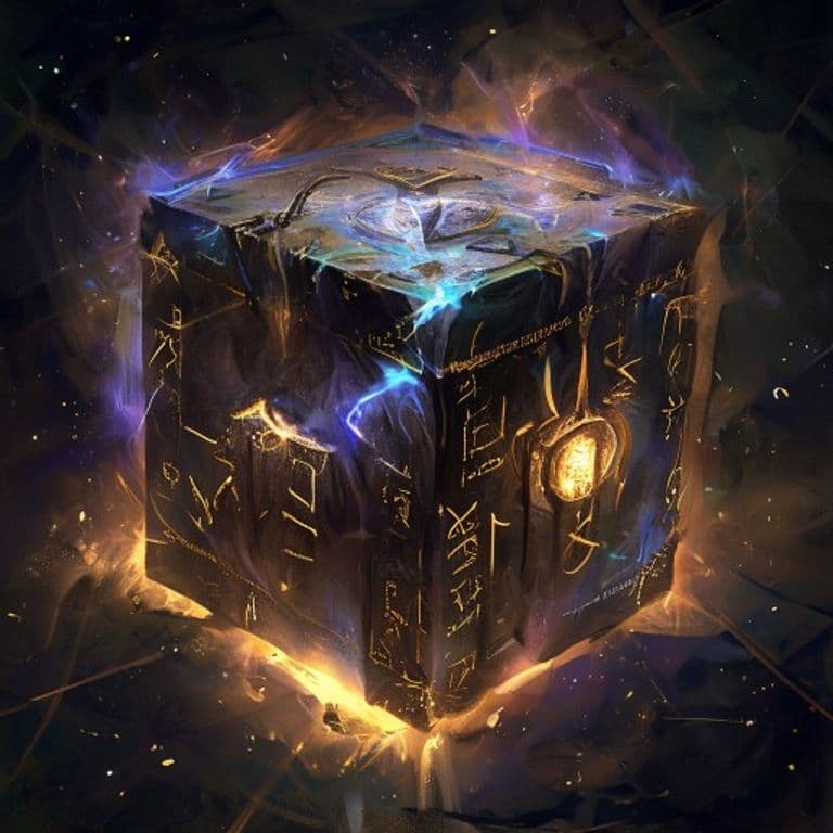Eldritch Cube — fantasy spell effect illustration. Eldritch Cube is a 5th-level conjuration available to Artificer, Warlock, Wizard.