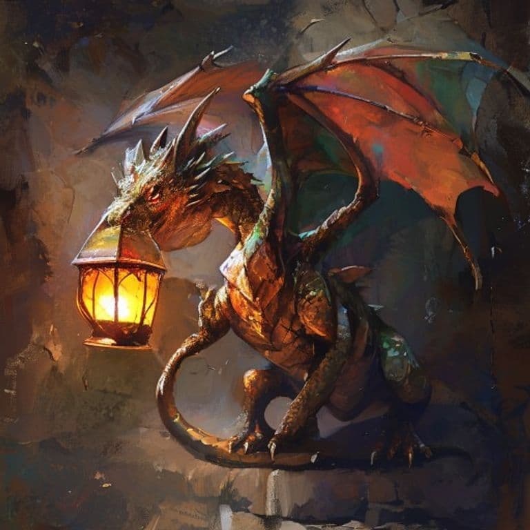 Lantern Dragonette — fantasy monster illustration