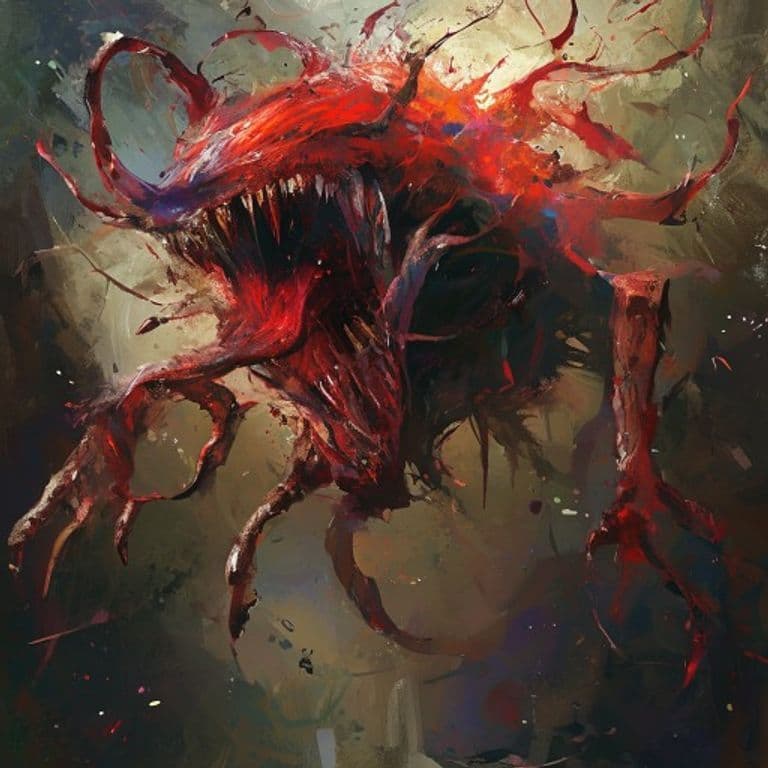 Blood Flurry — fantasy monster illustration. Blood Flurry is a medium aberration (Challenge Rating 10).