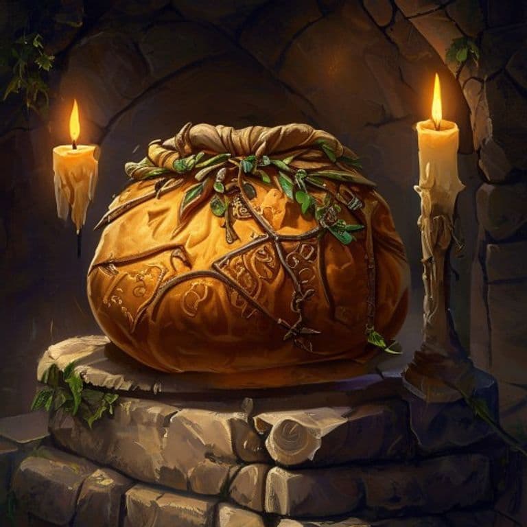 Bag of Cheese — fantasy item illustration. Bag of Cheese is a magic item (wondrous item) of common rarity.