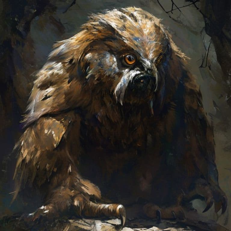Owlbear Recluse — fantasy monster illustration