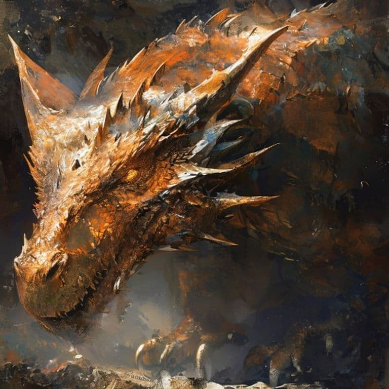 Ancient Copper Dragon — fantasy monster illustration. Ancient Copper Dragon is a gargantuan dragon (Challenge Rating 18).