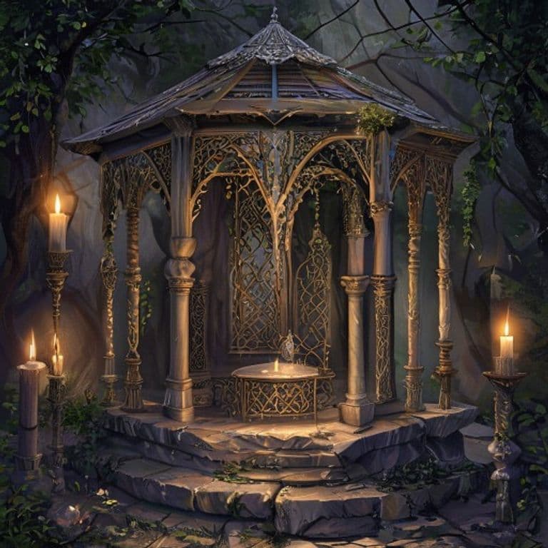 Gazebo of Shade and Shelter — fantasy item illustration. Gazebo of Shade and Shelter is a magic item (wondrous item) of rare rarity.