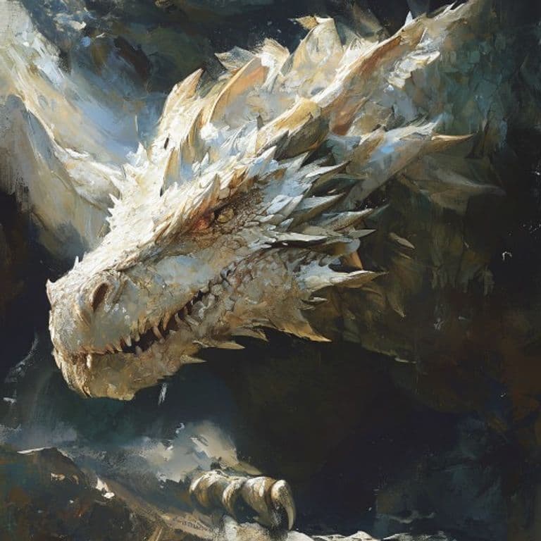 Adult White Dragon — fantasy monster illustration. Adult White Dragon is a huge dragon (Challenge Rating 16).