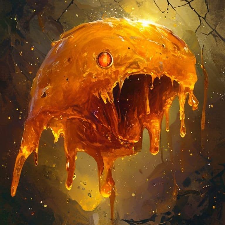 Amber Ooze — fantasy monster illustration. Amber Ooze is a large ooze (Challenge Rating 4).