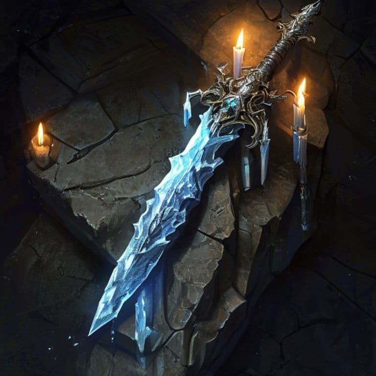 Iceblink — fantasy item illustration. Iceblink is a magic item (weapon) of rare rarity.