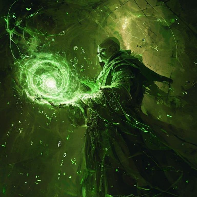 Green Decay — fantasy spell effect illustration. Green Decay is a 4th-level necromancy available to Bard, Cleric, Druid, Paladin, Ranger, Sorcerer, Warlock, Wizard.