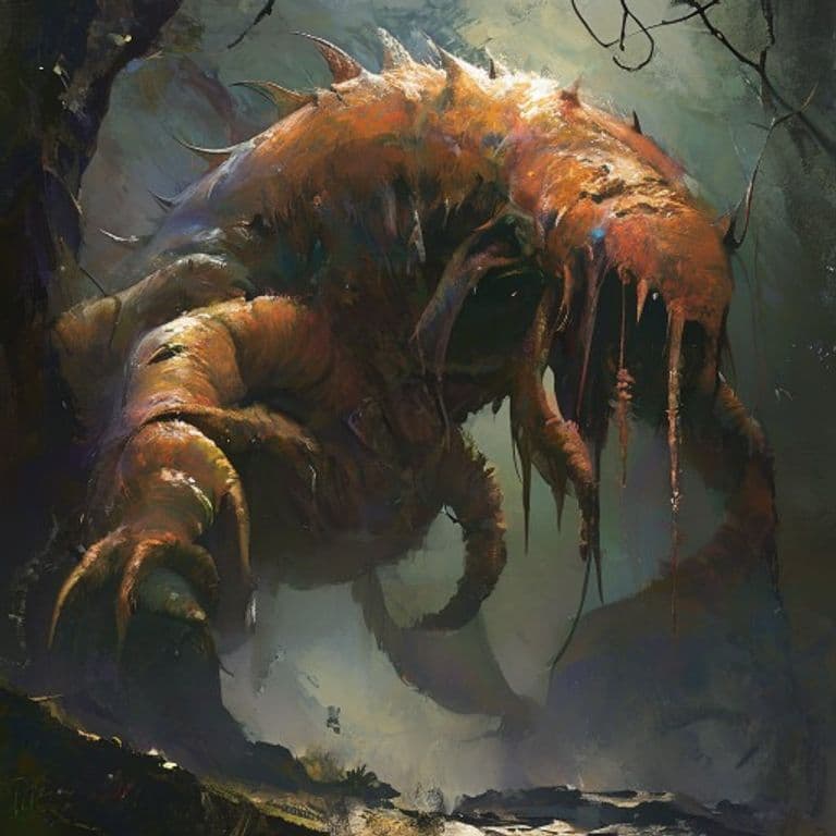 Annelidast — fantasy monster illustration. Annelidast is a huge monstrosity (Challenge Rating 12).
