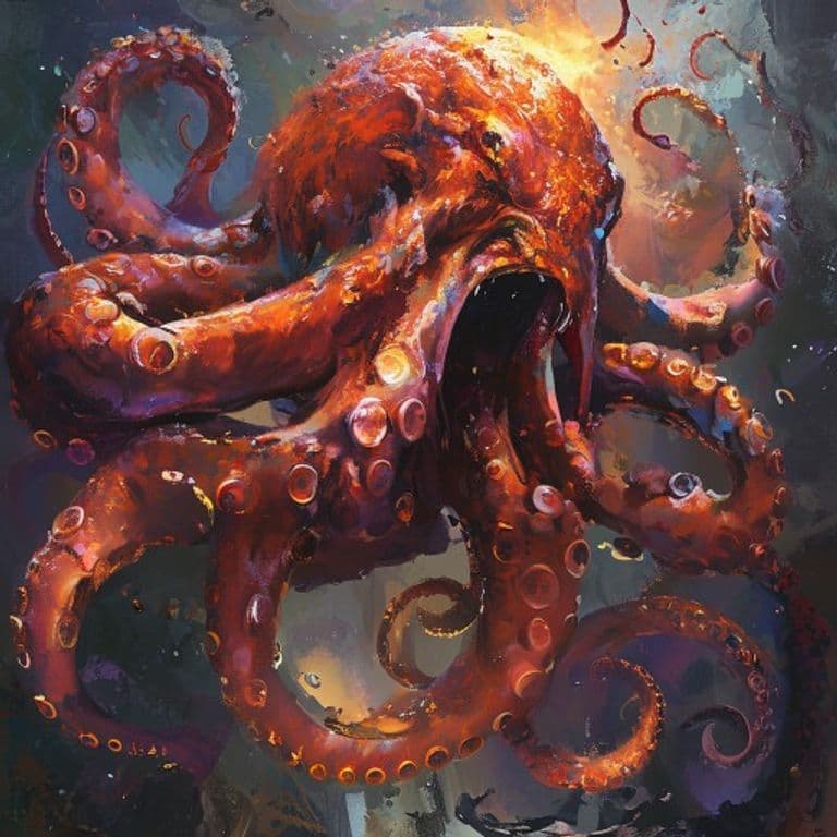 Magma Octopus — fantasy monster illustration