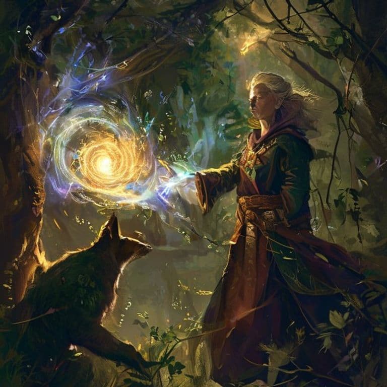 Locate Animals or Plants — fantasy spell effect illustration. Locate Animals or Plants is a 2nd-level divination available to Bard, Druid, Ranger, Ritual Caster.