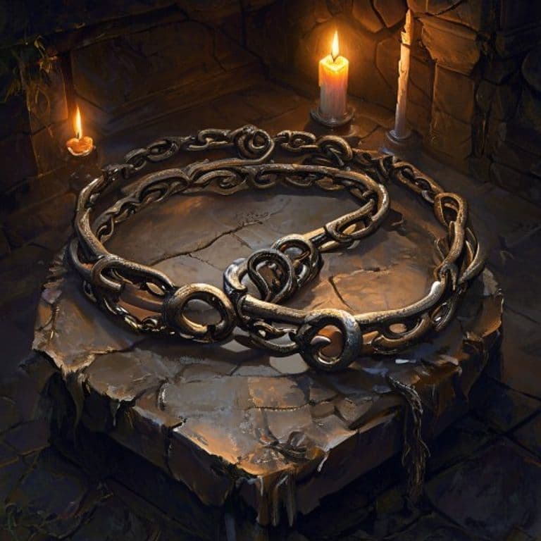 Iron Bands of Binding — fantasy item illustration. Iron Bands of Binding is a magic item (wondrous item) of rare rarity.