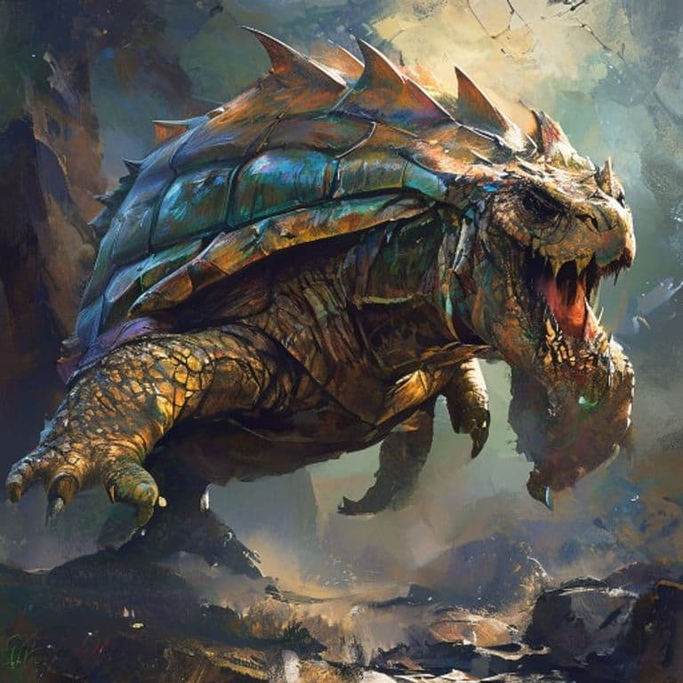 Titanic Dragon Turtle — fantasy monster illustration