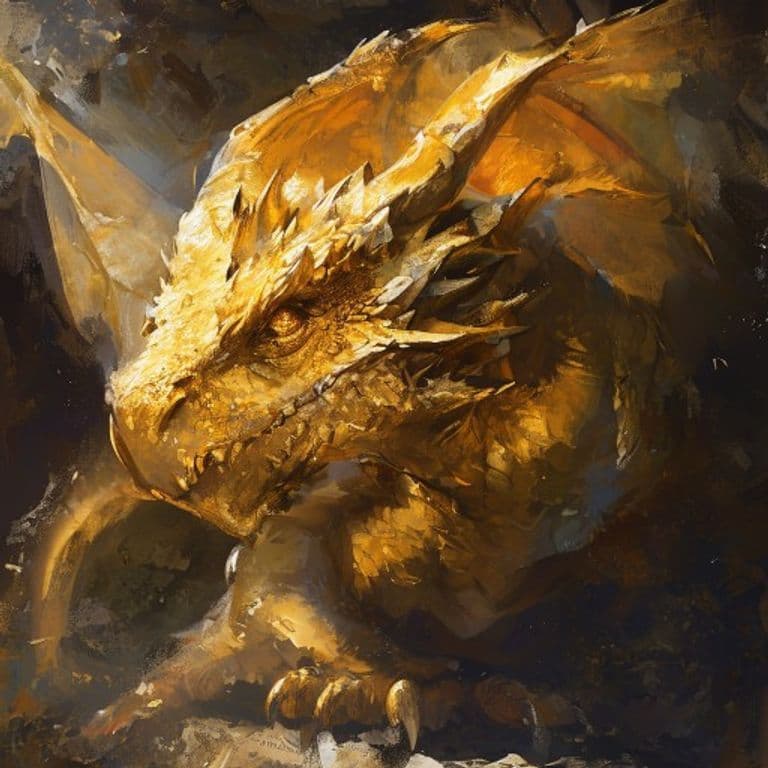 Young Gold Dragon — fantasy monster illustration