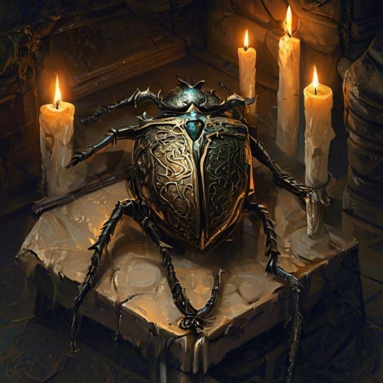 Dread Scarab — fantasy item illustration. Dread Scarab is a magic item (wondrous item) of very rare rarity.