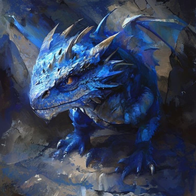 Blue Dragon Wyrmling — fantasy monster illustration. Blue Dragon Wyrmling is a medium dragon (Challenge Rating 3).