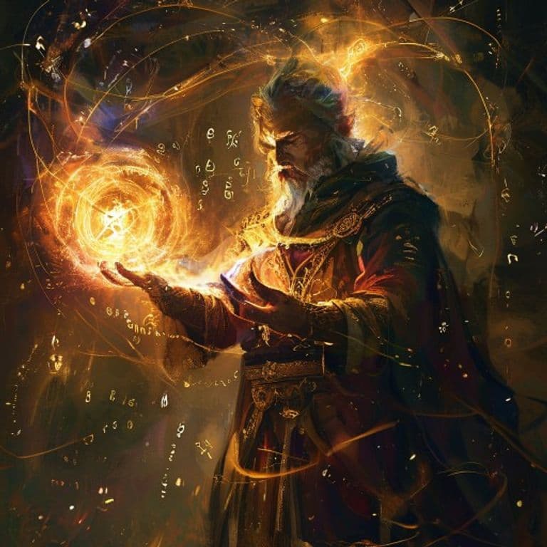 Wotan's Rede — fantasy spell effect illustration. Wotan's Rede is a 2nd-level divination available to Warlock, Cleric, Bard.