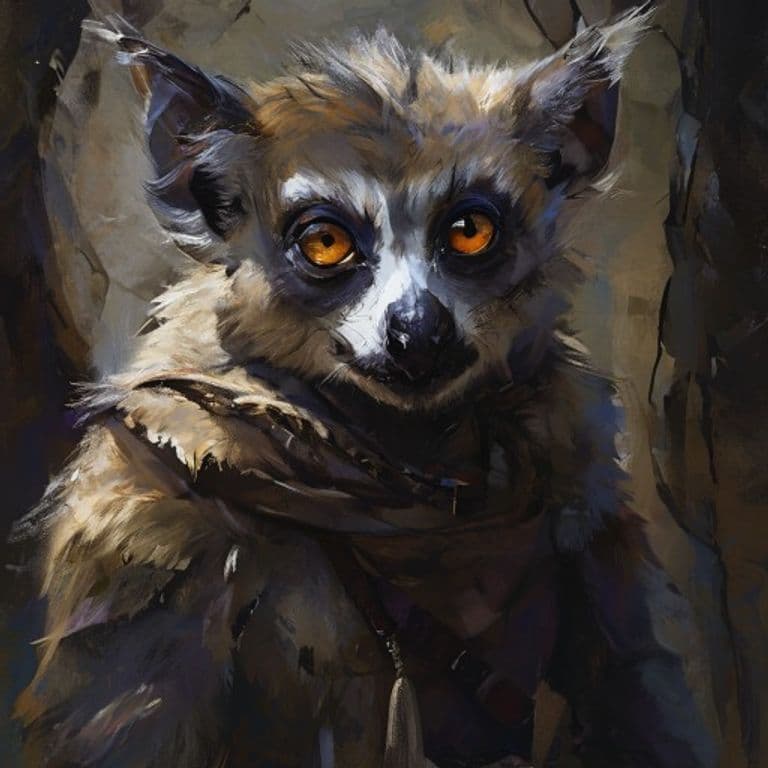 Lemurfolk Greyfur — fantasy monster illustration