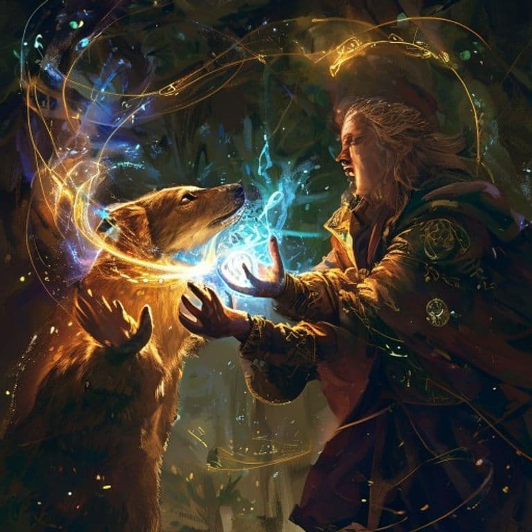 Animal Friendship — fantasy spell effect illustration