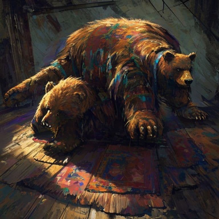 Animated Bearskin Rug — fantasy monster illustration. Animated Bearskin Rug is a large construct (Challenge Rating 4).
