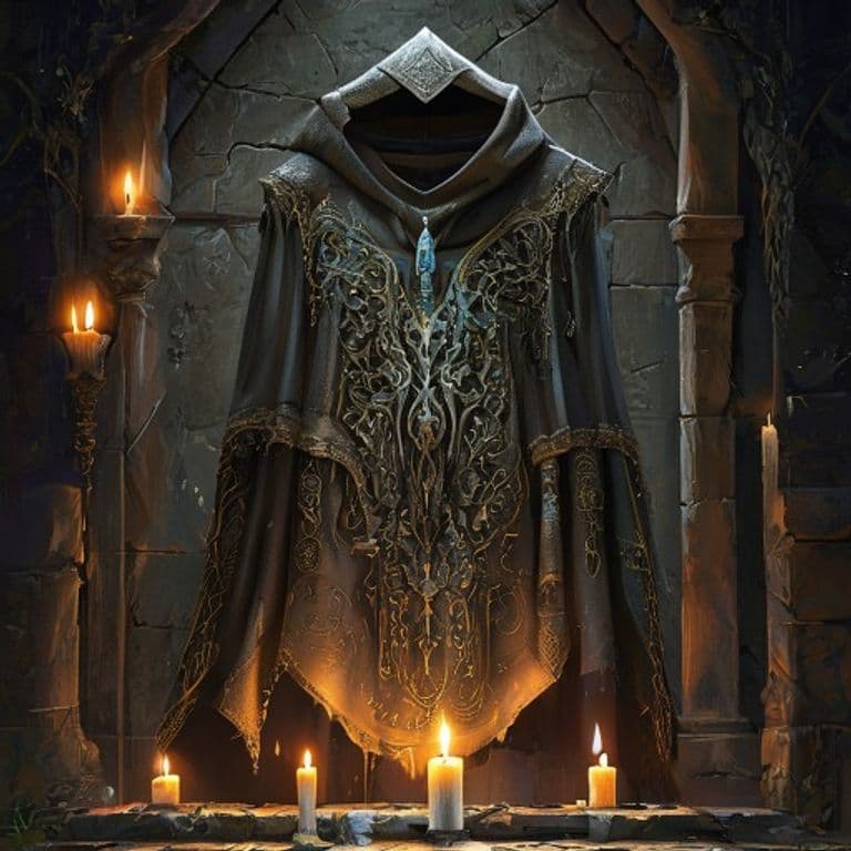 Survivor’s Cloak — fantasy item illustration. Survivor’s Cloak is a magic item (wondrous item) of rare rarity.