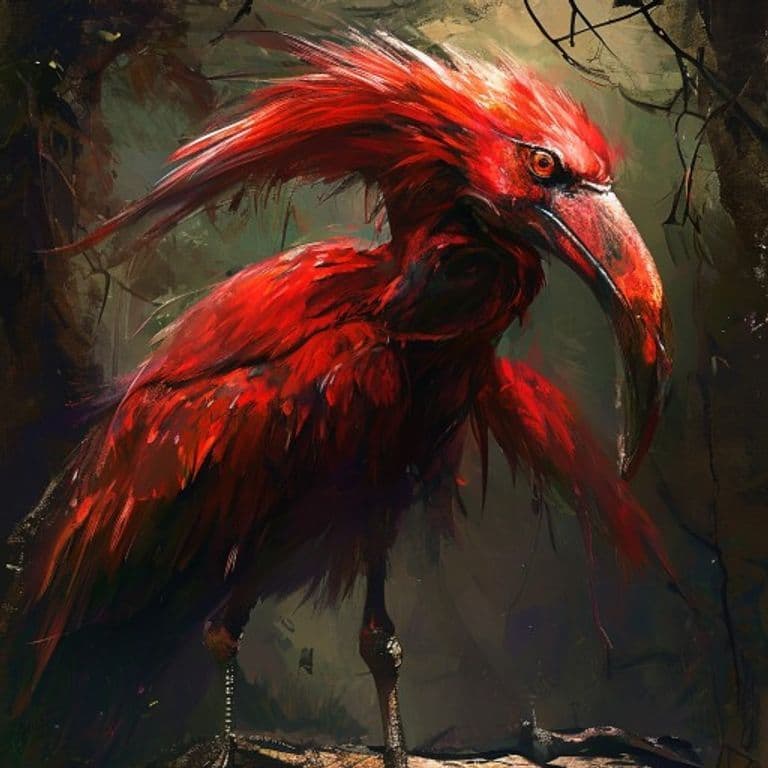 Scarlet Ibis — fantasy monster illustration
