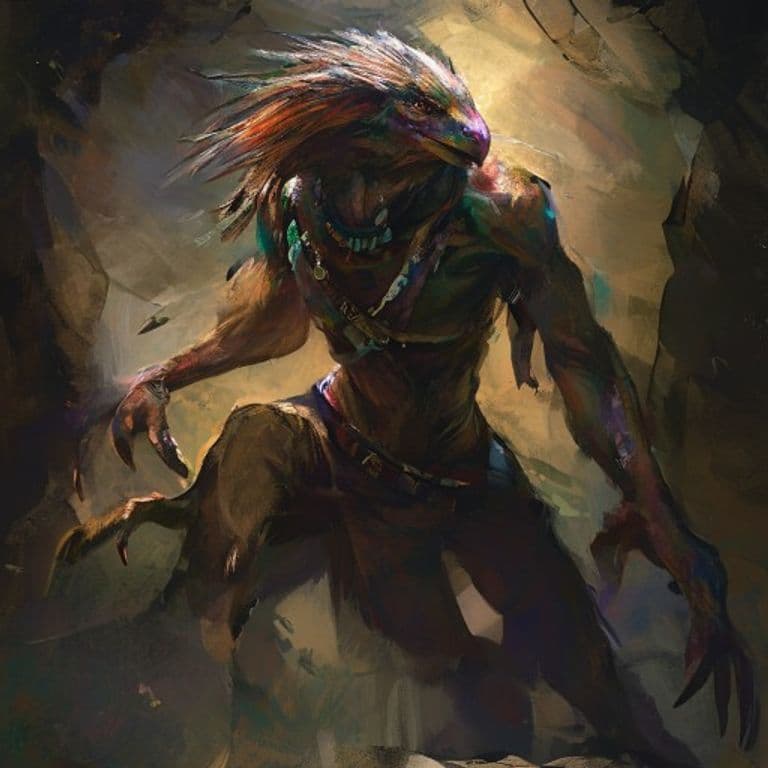 Avestruzii — fantasy monster illustration. Avestruzii is a medium humanoid (Challenge Rating 1/2).